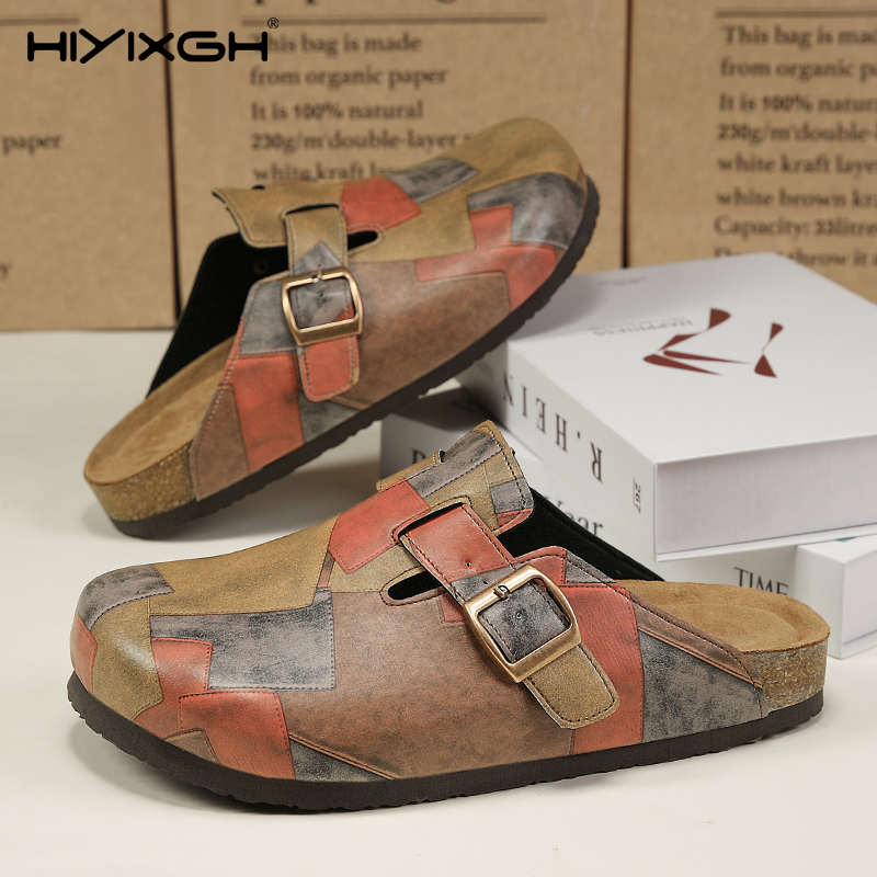 Health & Wellness Lubbock - Comfort Cork Leather Slippers for Unisex