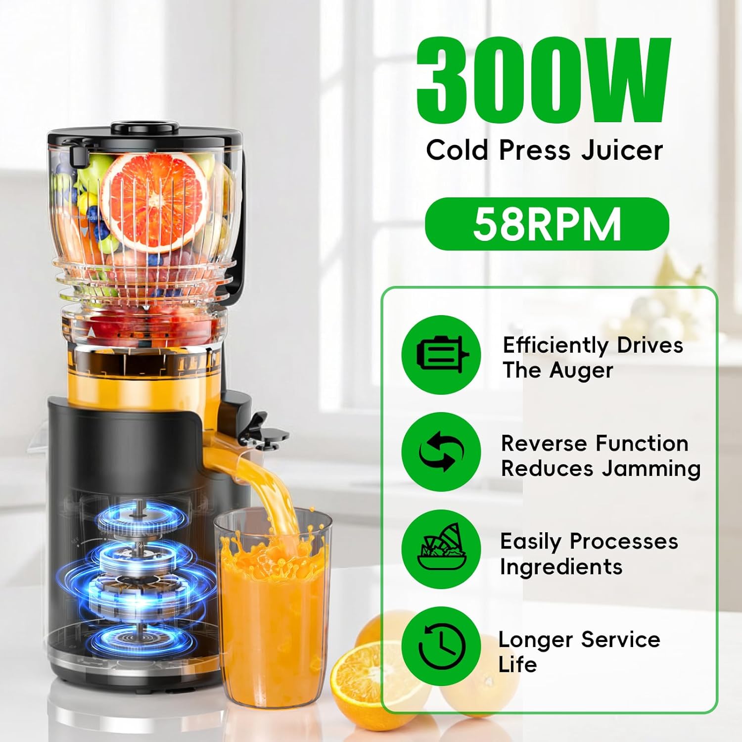 Cold Press Juicer, 300W Slow M - Cold Press Juicer reseña y precio