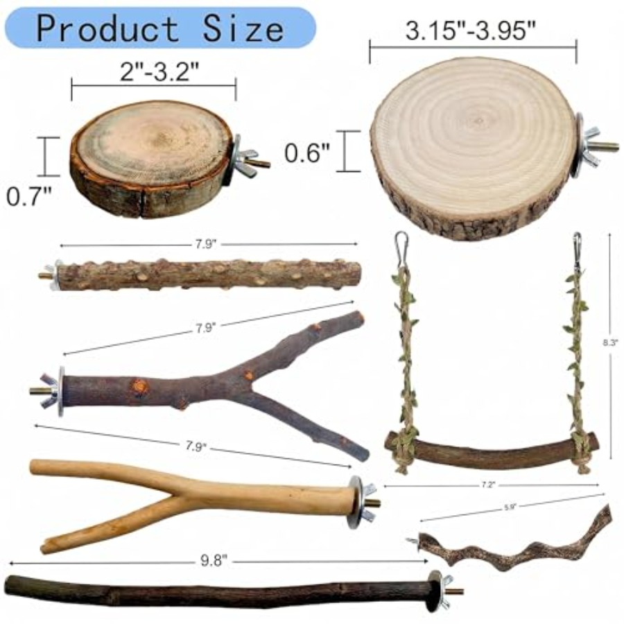 8PCS natural wood bird perches - Health & Wellness Lubbock reseña y precio