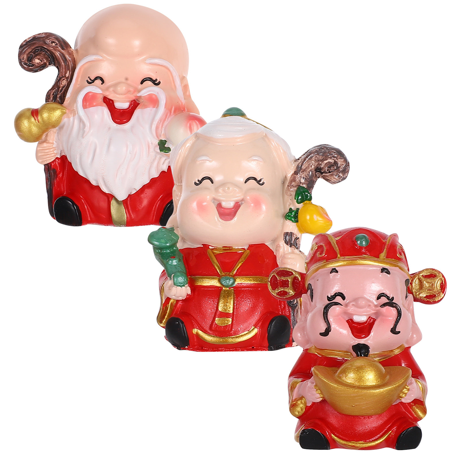3Pcs Resin Chinese Elder Figur - Longevity Health & Wellness Hotel Adults Only reseña y precio