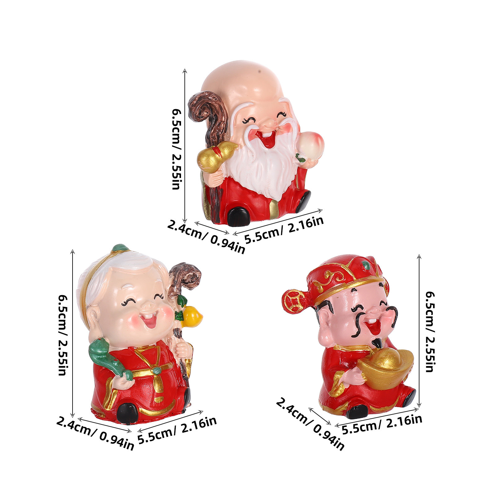 3Pcs Resin Chinese Elder Figur - Longevity Health & Wellness Hotel Adults Only reseña y precio